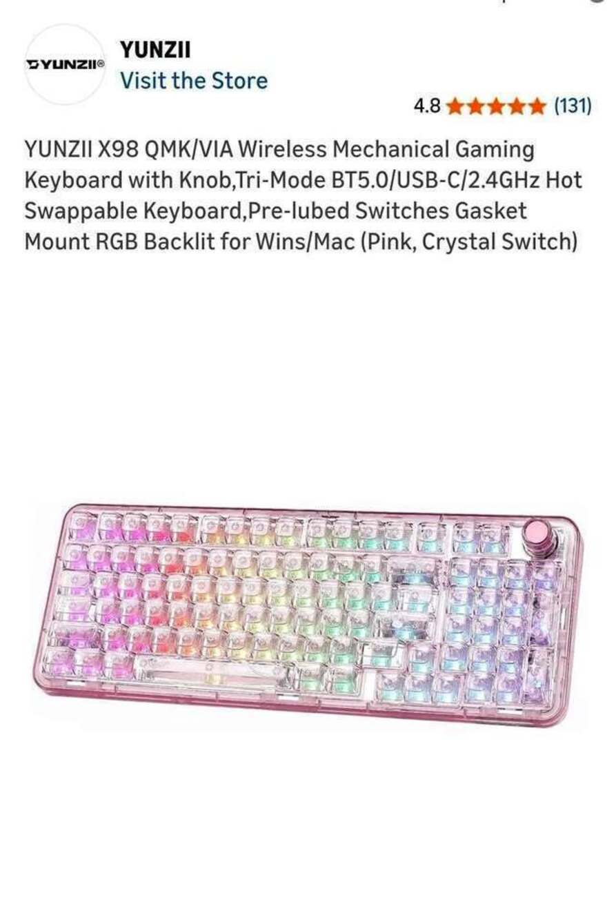 YUNZII X98 QMK/VIA Wireless Mechanical Gaming Keyboard with Knob,Tri-Mode BT5.0/